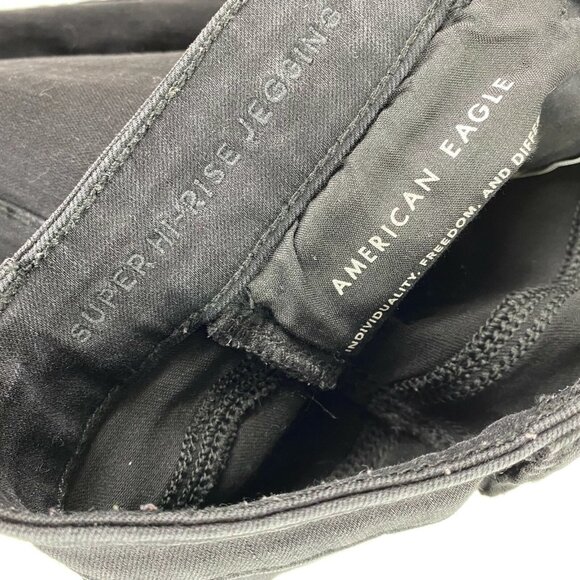 American Eagle Jeans Super Hi Rise Jegging Black Denim Womens Size 4 Short - Picture 6 of 7